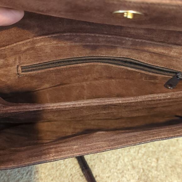 Vintage Leather of the Sea Brown Eel Skin Flap Closure Crossbody Handbag - Picture 5 of 9